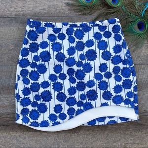 TOPSHOP White & Blue Floral Skirt